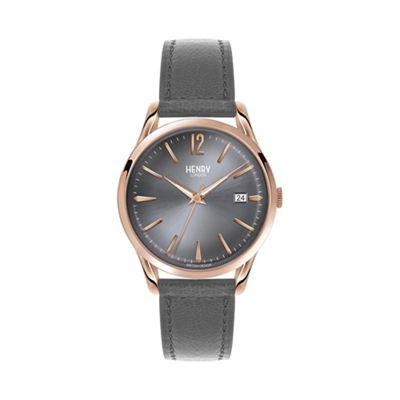 Ladies grey 'Finchley' leather strap watch hl39-s-0120